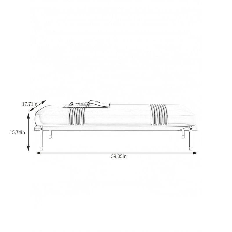 Kisty Leather Match Upholstered Bench, 15.74" H x 59.05" W x 17.71" D