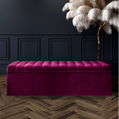 Velvet Rectangle Solid Colour Standard Ottoman with Storage