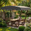 5 pi L 3 pi. D Pavillon de jardin extérieur en bois massif brun avec auvent Oxford imperméable, bancs de dossier intégrés et plateau de table respirant pour le jardin