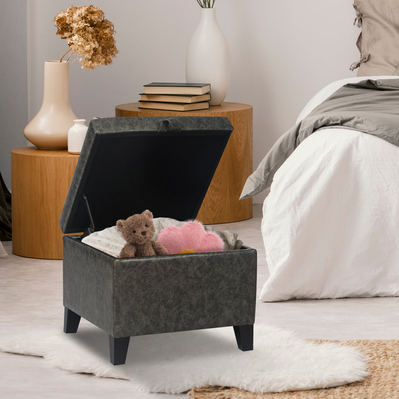 Orella Upholstered Ottoman, Gray Faux Leather