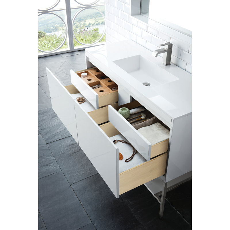 Mantova 47.25'' W Single Vanity, Glossy White, Glossy White