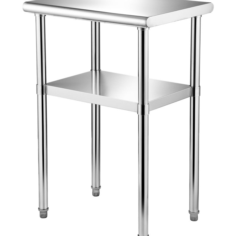 Table de travail commerciale en acier inoxydable, capacité de 600 lb, tablette inférieure de 200 lb, hauteur réglable, idéale pour la cuisine et la cour 24 X 18 36 pouces - charge, pieds stables, restaurant
