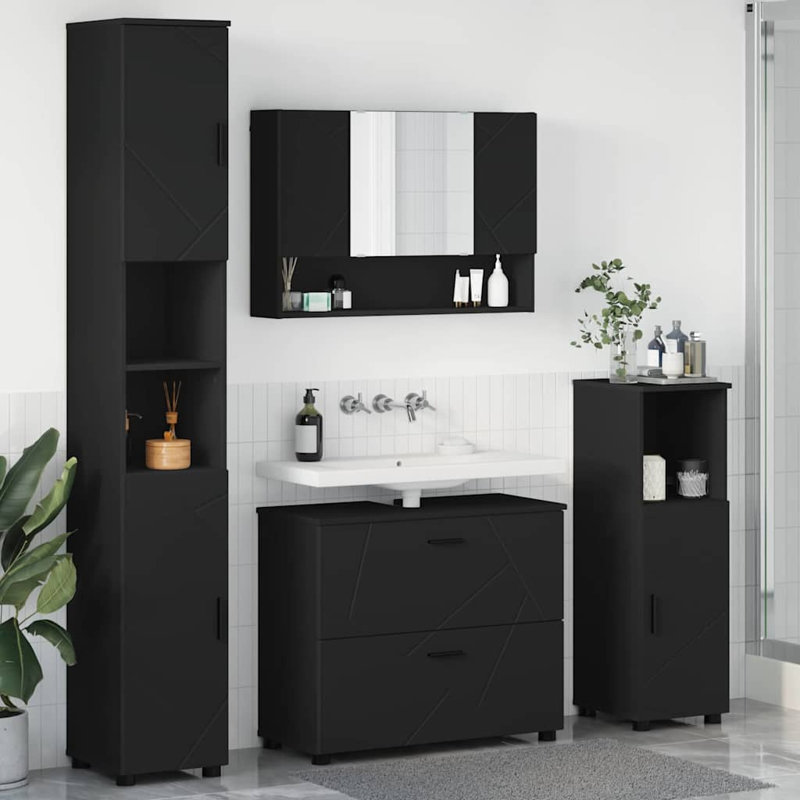 Bathroom Storage Furniture Set, Black