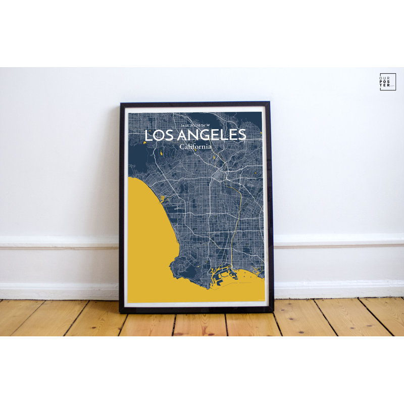 " Los Angeles City Map ", 17" H x 11" W