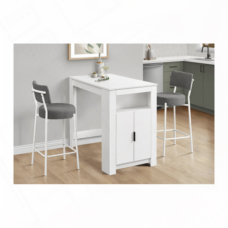 Barstool, Counter Height, Set Of 2,, Gray Seat/White Frame
