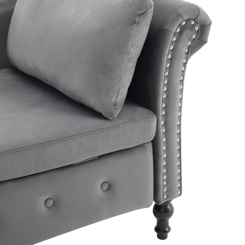 Balla Velvet Chaise Lounge, Grey
