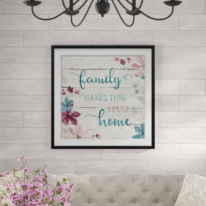 « family home », art textuel, H 24 po x l 24 po x P 1,5 po, Cadre noir
