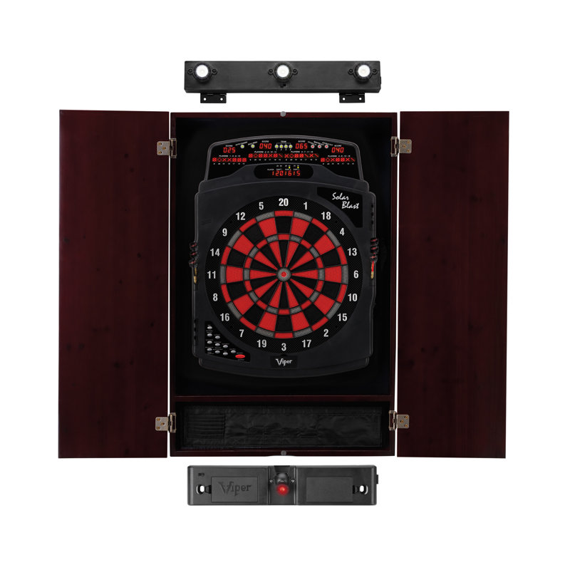 Viper Solar Blast Electronic Dartboard and Cabinet Set with Darts, Mahogany