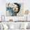 «Blue and Beige Woman Chic In Floral Portrait II», art mural mode femme