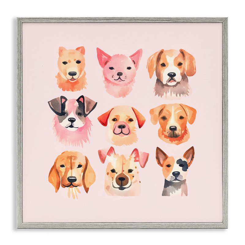 «Whimsy Dog Parade», estampe numérique encadrée par Andrea Haase, Estampe numérique Farmhouse, H 24 po x l 24 po