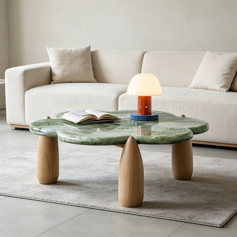 Table basse moderne et minimaliste en marbre