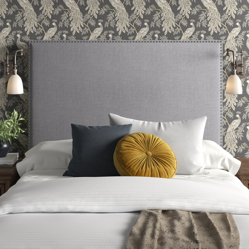 Upholstered Headboard, Full, Arctic Gray, Polyester