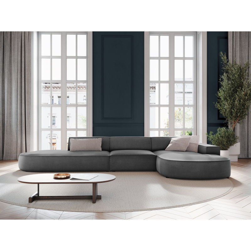 Modular L-Shaped Corner Sofa, Dark Grey, Right Hand Facing