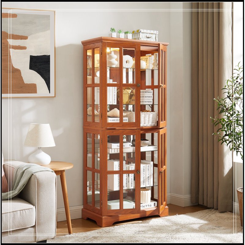 Arria avec 4 portes vitrées et tablettes réglables, Brun