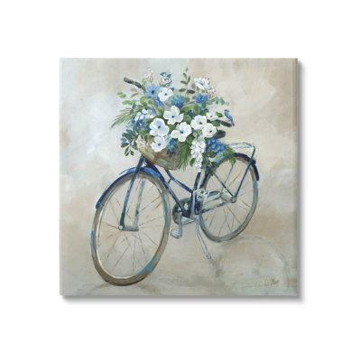 " Flower Blooms Bicycle Basket " Graphic Art Print