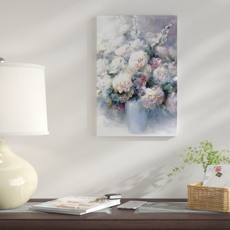 «White Bouquet», reproduction sur toile, H 18 po x l 12 po x P 1,5 po, Pas de tapis, Toile tendue