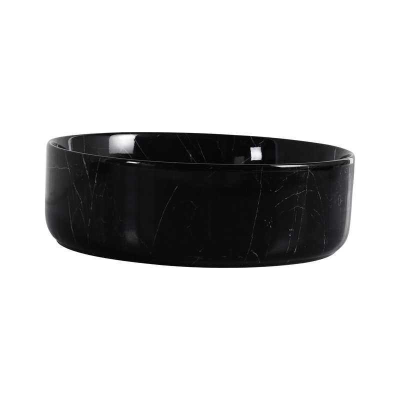 Above - Counter Round Ceramic Sink For Bathroom, Black And White Art, Baked Glaze, Smooth , 15.24 In Width, Depth, 4.58 Height, 19.05 Lb Art Basin , Easy To Clean, Three Layer Stain ,