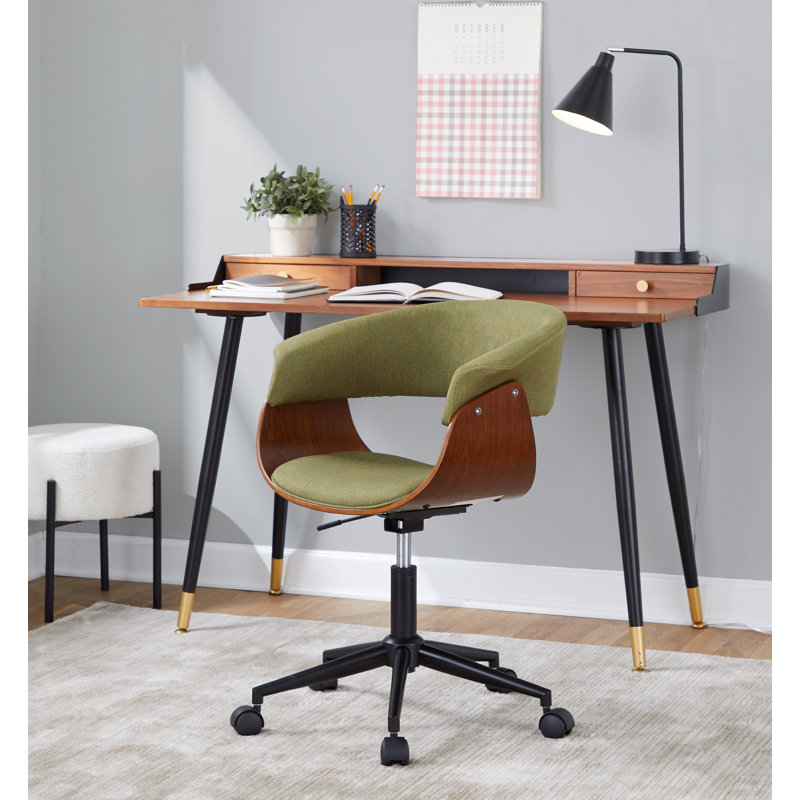 Chaise de bureau Zeitz, Noir / bois de noyer, Crème