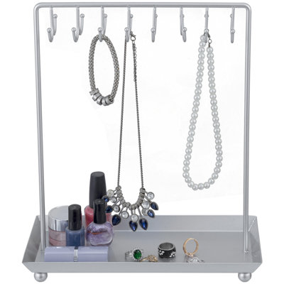 Silver Necklace Jewellery Stand with Tray