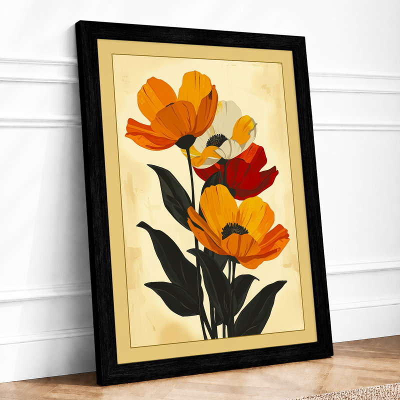 Stem in Bloom Botanical - Framed Print, Black, A4 - 29.7 x 21.0 cm