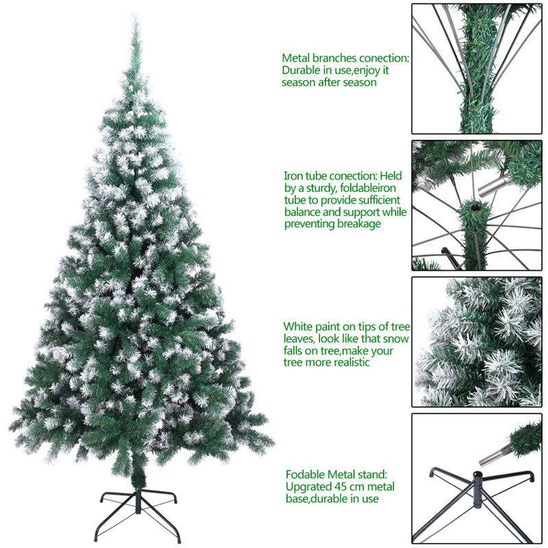 Arbre de Noël 7 pi en PVC avec 870 branches - Pin artificiel non éclairé pour la décoration des Fêtes