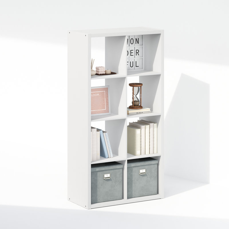 Latitude Run® Satterwhite Open Back Cube Storage Organizer, Standing Shelf, 8-Cube, White