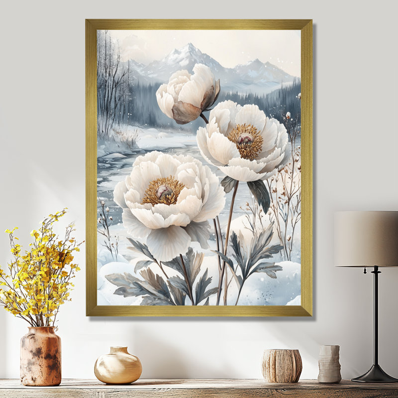 Marion - impressions florales sur toile, H 20 po x l 12 po, Reproduction encadrée d'une seule photo, Doré