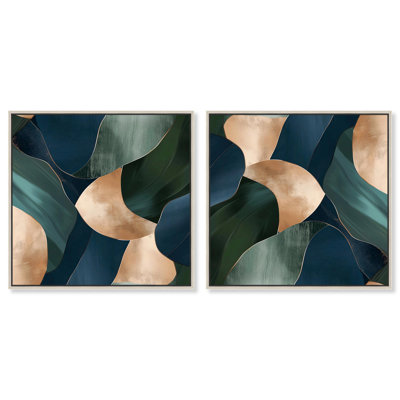 Navy and Emerald Bits I Set Canvas Geode Art by Art Remedy