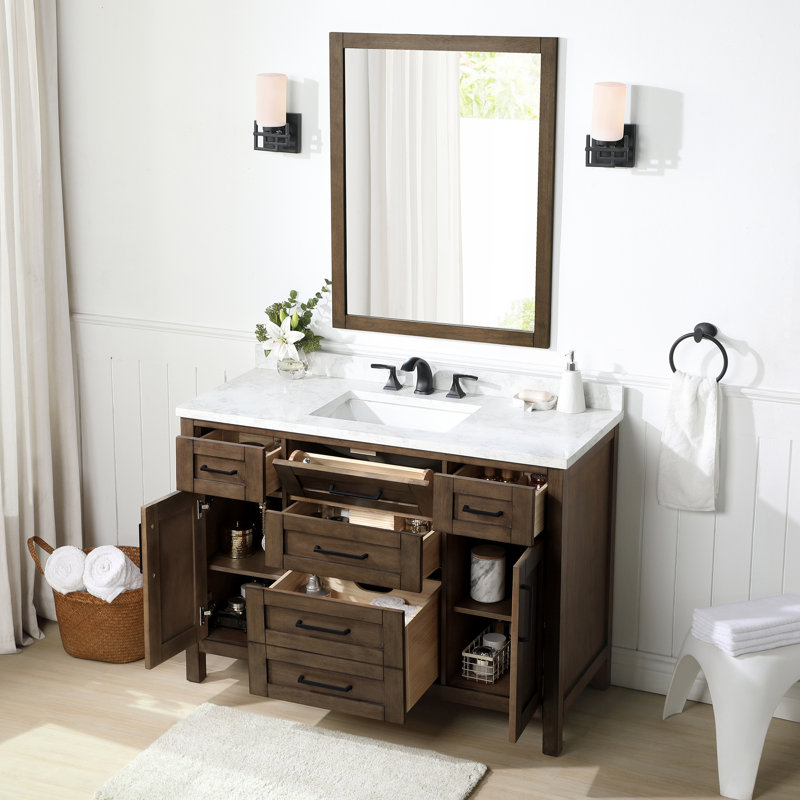 OVE Decors Tahoe 48" Single Bathroom Vanity Set with Mirror, Almond Latte