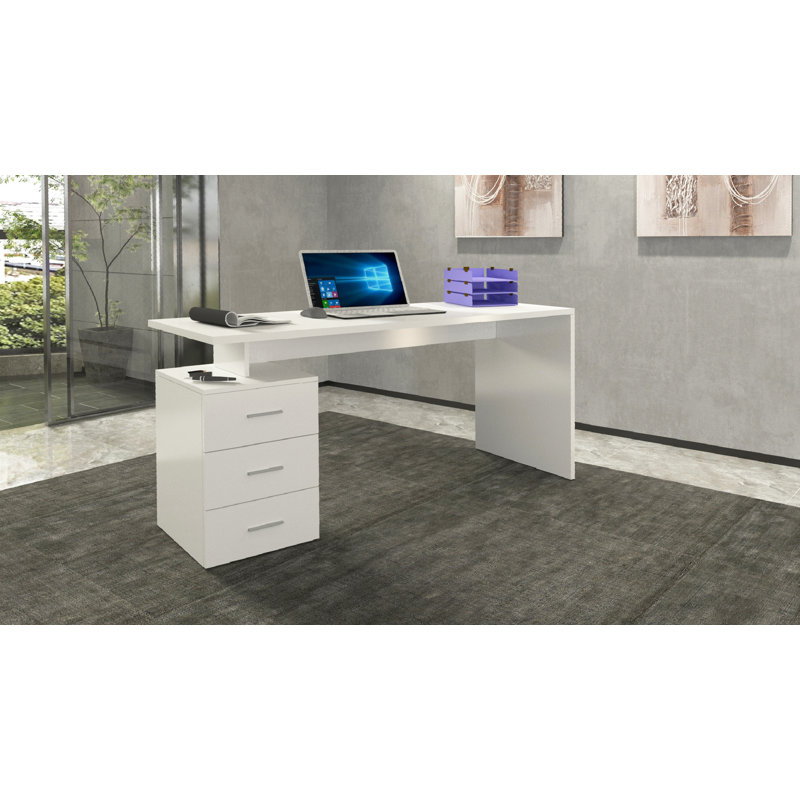 Basim Computer Desk, White
