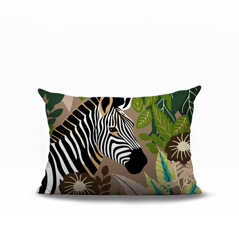 Oreiller rectangulaire réversible intérieur / extérieur Zyri Zebra, Beige, H 14 po x l 20 po