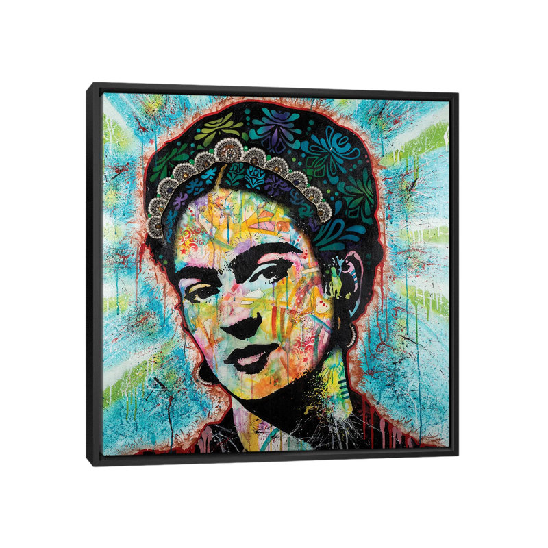 «Frida», impression sur toile, H 18 po x l 18 po x P 1,5 po, Toile encadrée noire, Pas de tapis