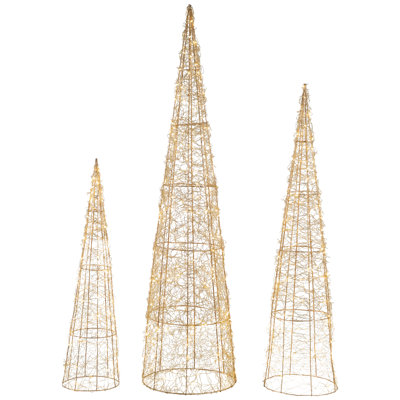 Set Of 3 LED Twinkle Lighted Copper Mesh Cone Trees Outdoor Christmas Decoration 39.5 -  Northlight Seasonal, NORTHLIGHT H94634