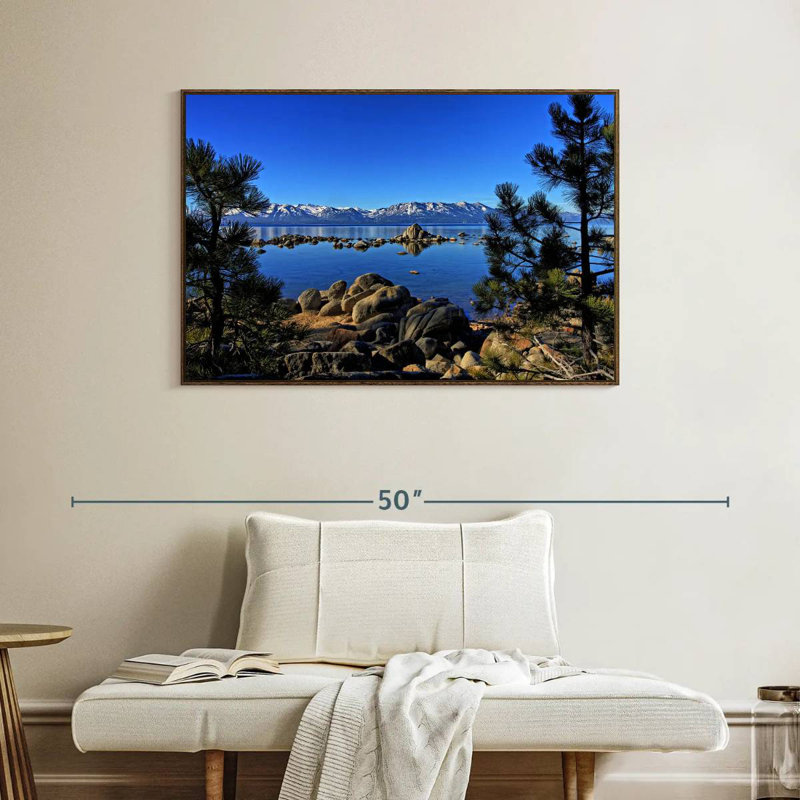 Lac Tahoe depuis l'anse Zephyr, Cadre flottant en noyer, 40 po x 27 po