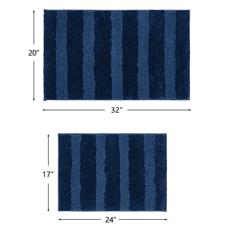 Tapis pour salle de bain Dedham (ensemble de 2), 16 po x 24 po / 20 po x 31,5 po, Bleu