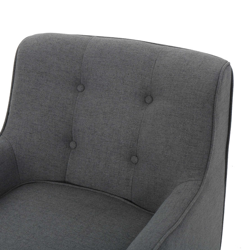Chaise avec accoudoirs Mid-Century moderne avec dossier capitonné, Gris anthracite