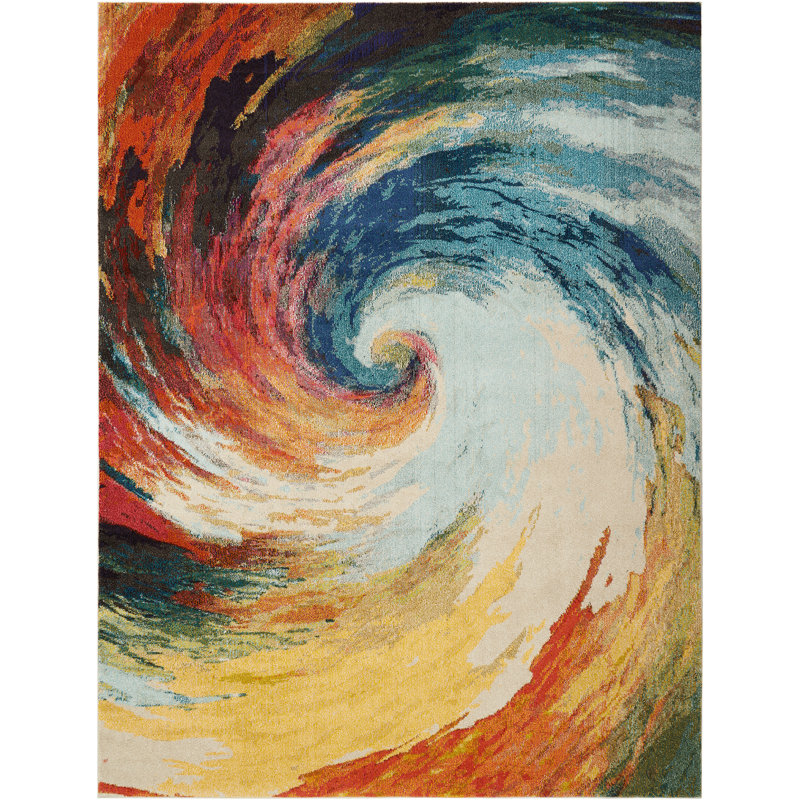Tapis arc-en-ciel moderne Enoch, Rectangle 6 pi 7 po x 9 pi 7 po