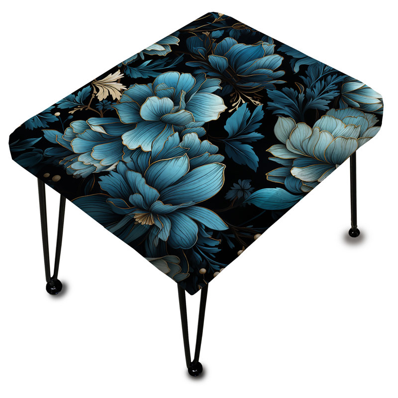 Ephemeral Noir Moody Patterns - Floral Rectangle Ottoman