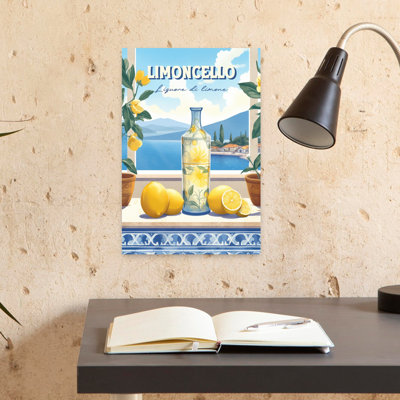 «Limoncello Lake View Abstract Contemporary Coastal Fruit», art mural