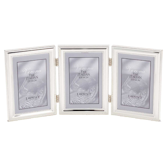 Metal Picture Frame, 5" x 7", Silver with Beading