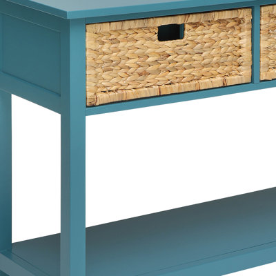 Console rectangulaire à 2 tiroirs avec tablette inférieure Lakendra