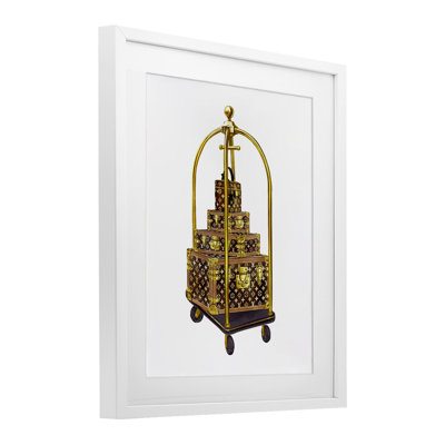 Glam Hotel Luggage Framed Print Under Glass, design by Ziwei Li