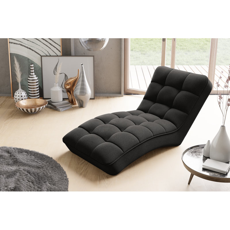 Frisby Upholstered Chaise Lounge, Dark Brown