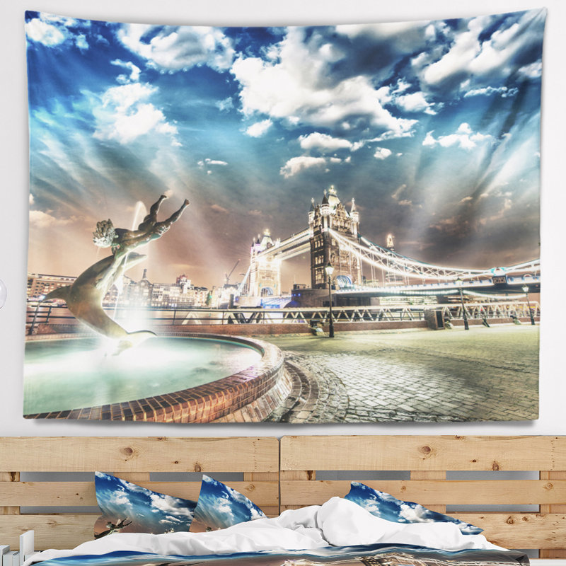 Tapisserie «Landscape Tower Bridge at Night», H 32 po x l 39 po