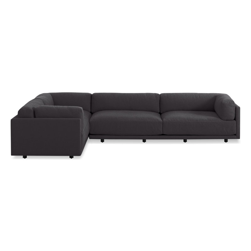 Sunday Sectional, Left Hand Facing, Camel Velvet Polyester Blend