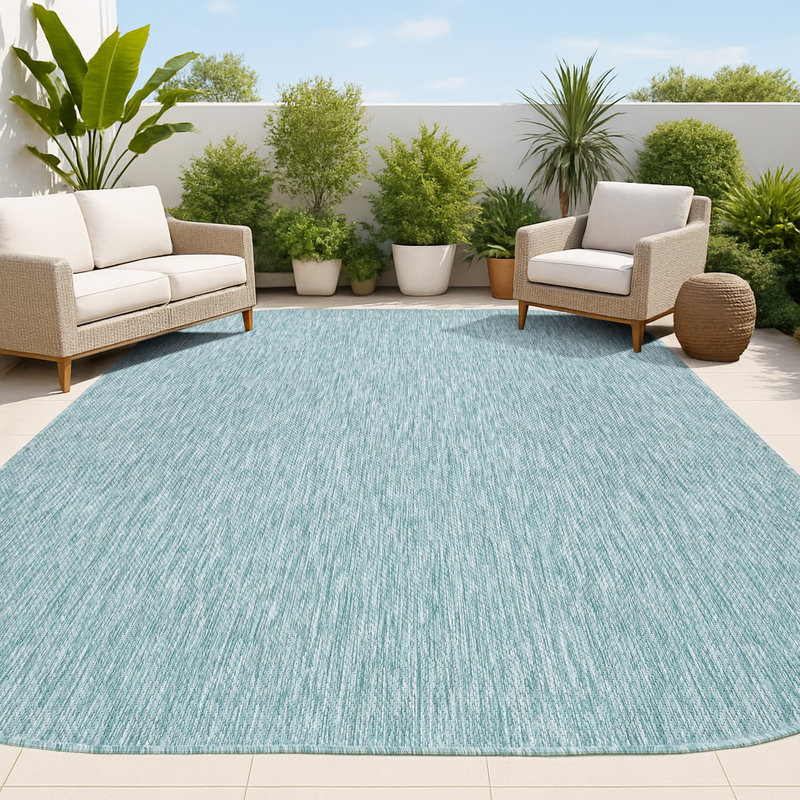 Tapis intérieur / extérieur turquoise Longe, Nouveauté 4 pi x 6 pi