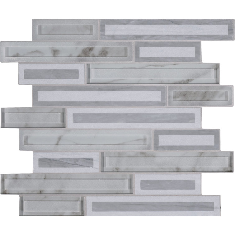 Blocki Grigio Interlocking 11.61" x12.2" Mesh Mounted Mosaic Tile in Grey