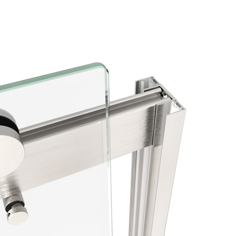 Bypass Shower Door With Nano Treatment Glass - 5/16" Tempered, Brushed Nickel, Bathroom Tempered Nickel Finish, Leak- Function,