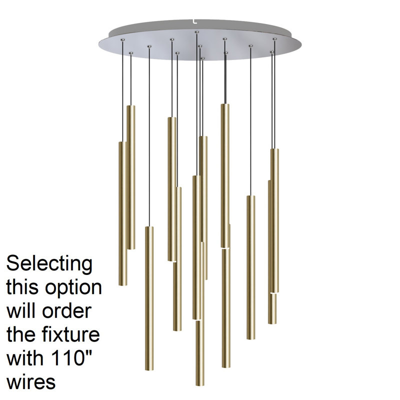 Tynan 13 - Light LED Cluster Pendant, 110", Brass