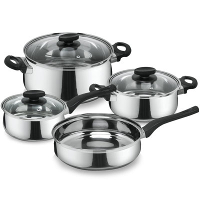 Magefesa Deliss 7-Piece Stainless Steel Cookware Set, All-Stovetops Compatible, Dishwasher Safe